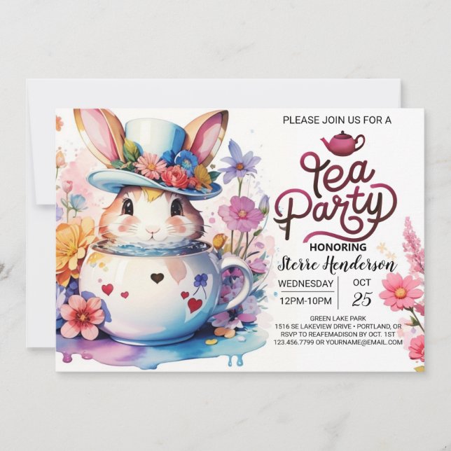 Invitación Open House Bunny's Wonderland Baby Shower (Anverso)