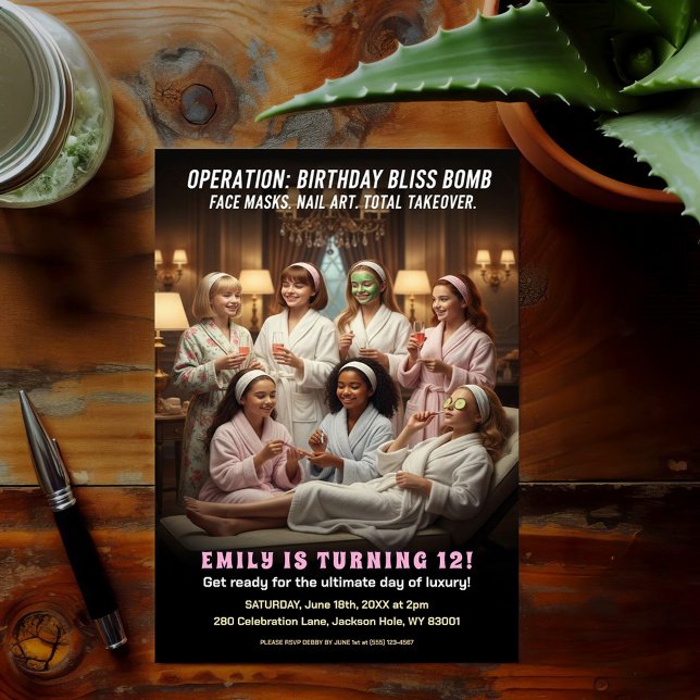 Invitación Operación Fiesta de Spa de Cumpleaños Feliz  (Subido por el creador)