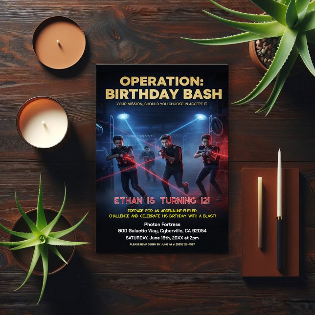 Invitación Operation Birthday Bash Laser Tag (Subido por el creador)