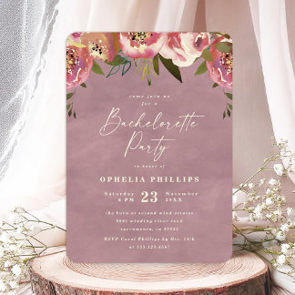 Invitación Ophelia Dusty Pink Floral Bachelorette