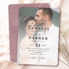 Invitación Ophelia Elegant Script Photo Boda