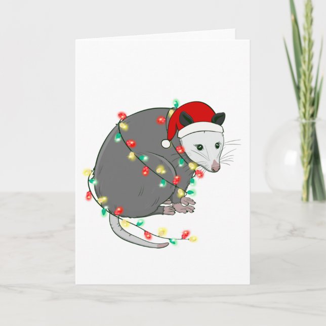 Invitación opossum feo de navidad con ropa de papa noel (Anverso)