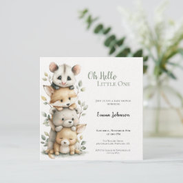 Invitación Opossum Woodland Baby Shower Invitation