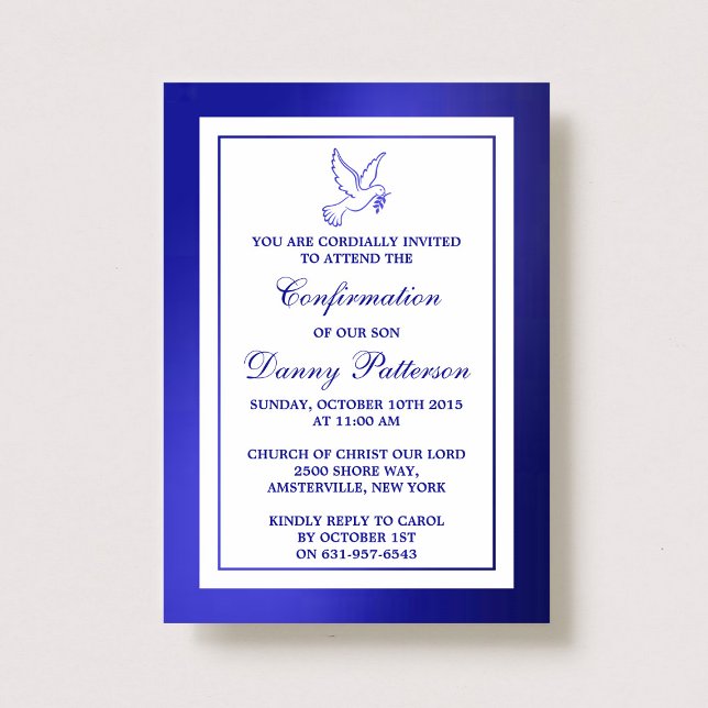 Invitación Óptica Azul Metálica Santa Comunión O Confirmación (Subido por el creador)