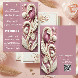 Invitación Opulencia barroca Pastel Tulip Marfil Swirl Mulber