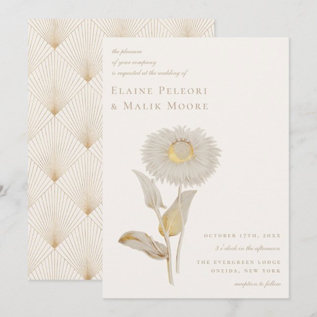 Invitación Opulent Gilded Floral Boda (Anverso / Reverso)