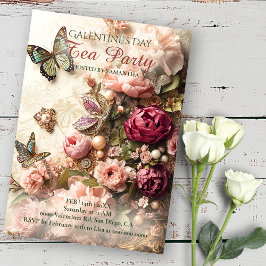 Invitación Opulent Rococo Butterfly Garden Galentine Florals