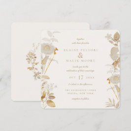 Invitación Opulenta Boda de Jardín Dorado