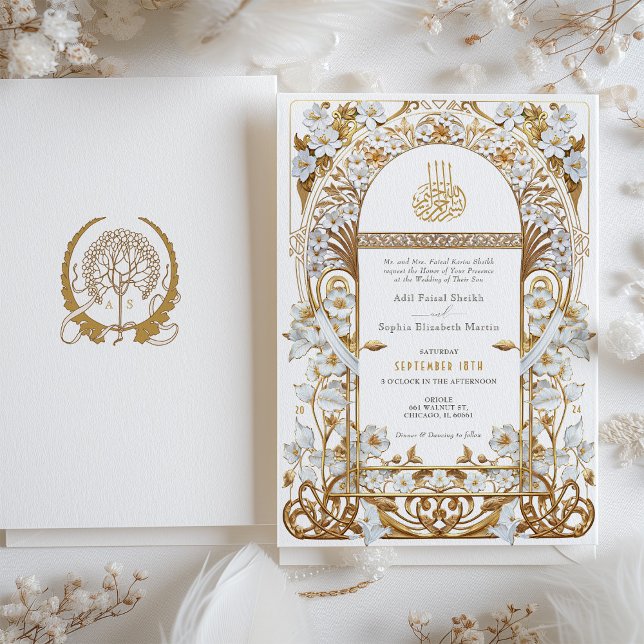 Invitación Opulento Boda islámico de inspiración Art Nouveau (Subido por el creador)
