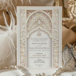 Invitación Opulento Boda musulmán de oro y crema