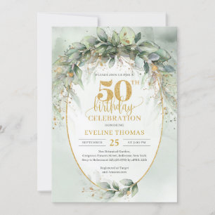 Invitación Opulento eucalipto verde boho 50 cumpleaños