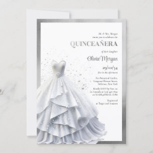 Invitación Opulento glamur elegante de vestido de plata Quinc