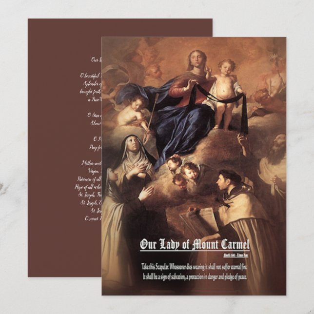 Invitación Oración de Nuestra Señora del Monte Carmel (Anverso / Reverso)