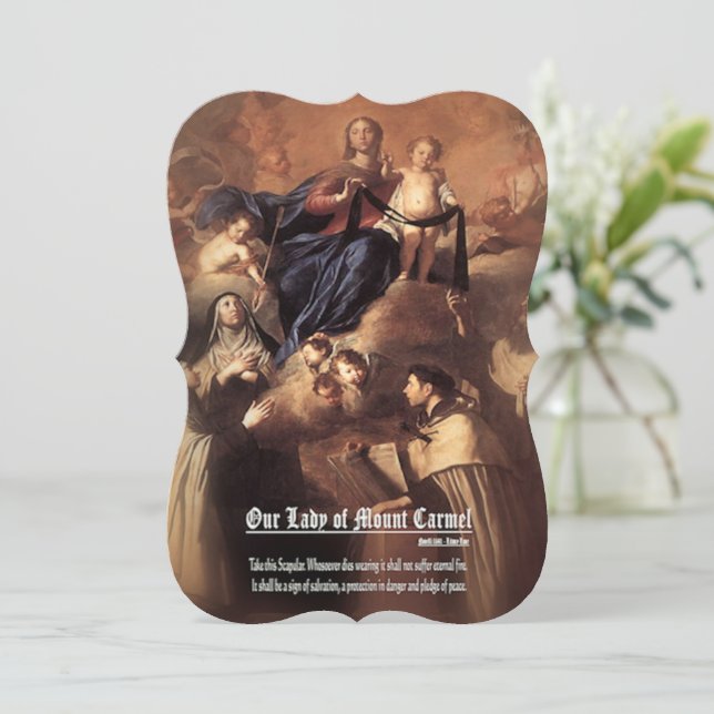 Invitación Oración de Nuestra Señora del Monte Carmelo (Anverso de pie)