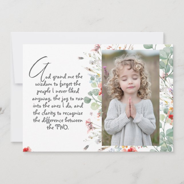 Invitación Oración personalizada de sabiduría con foto, nombr (Anverso)