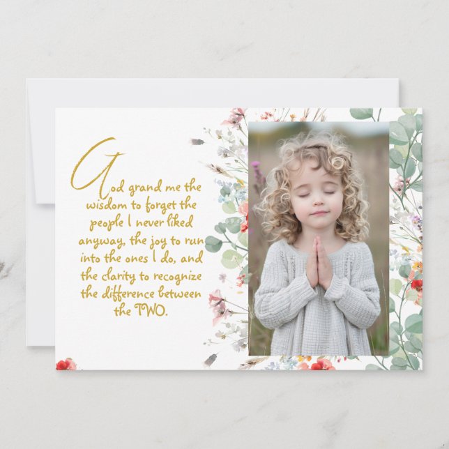 Invitación Oración personalizada de sabiduría con foto, nombr (Anverso)