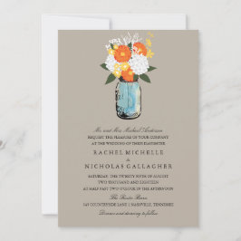 Invitación Oranage Yellow Citron Bloom Mason Jar| Boda