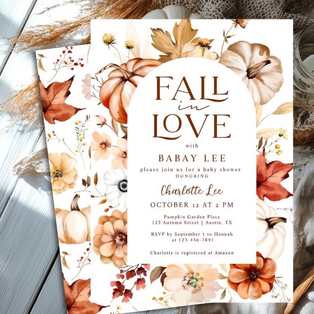 Invitación Orang oxidado caída en Baby Shower de calabaza flo (Subido por el creador)