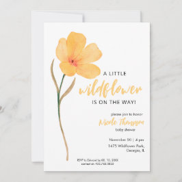 Invitación Orange A Little Wildflower On The Way Baby Shower