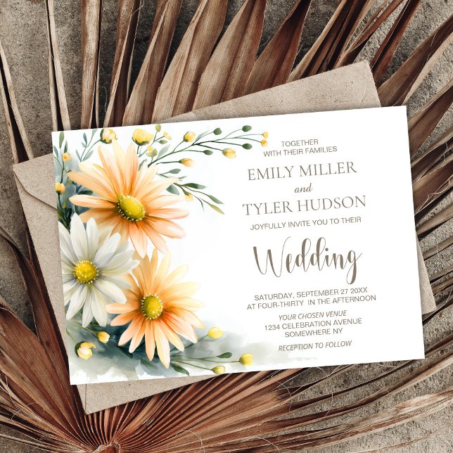 Invitación Orange and White Daisies Wedding (Subido por el creador)
