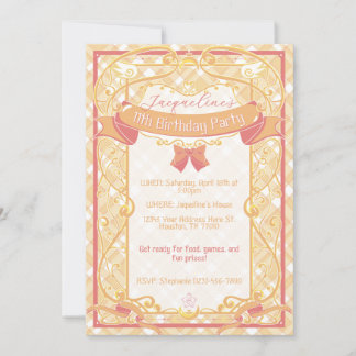 Invitación Orange Art Nouveau Princess Birthday