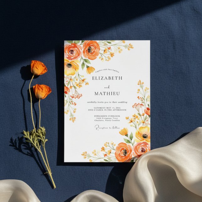Invitación Orange Blossom Painterly Romance Wedding (Subido por el creador)
