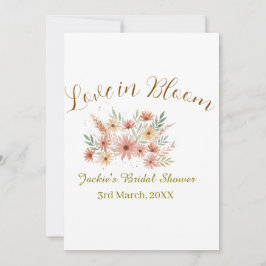 Invitación Orange boho love in Bloom bridal shower name retro
