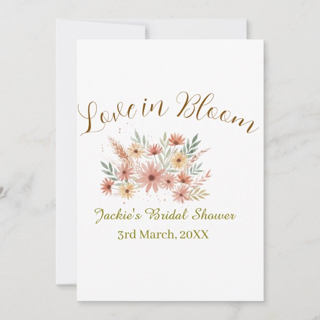 Invitación Orange boho love in Bloom bridal shower name retro (Anverso)