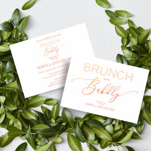Invitación Orange Brunch Bubbly Bridal Shower Typography
