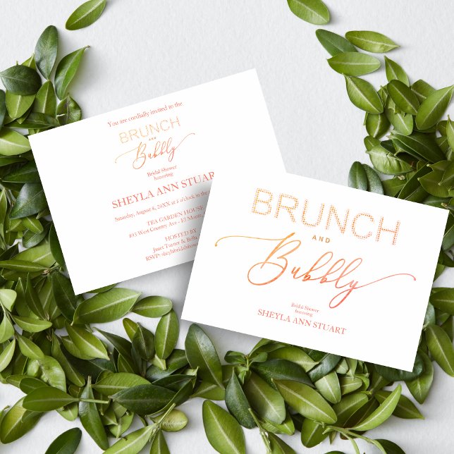 Invitación Orange Brunch Bubbly Bridal Shower Typography (Subido por el creador)