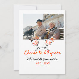 Invitación Orange cheers to 60 years anniversary wedding