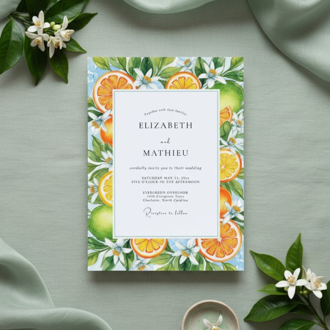 Invitación Orange Citrus Blossom Wedding (Subido por el creador)