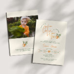 Invitación Orange Citrus Little Cutie 2nd Birthday Photo<br><div class="desc">Celebrate your little one's special day with our orange citrus little cutie 2nd birthday photo invitation. This zesty design features a delightful citrus orange clementine fruit theme, brought to life with a simple boho-inspired watercolor style. It is ideal for celebrating a little boy or girl in a joyful and vibrant...</div>