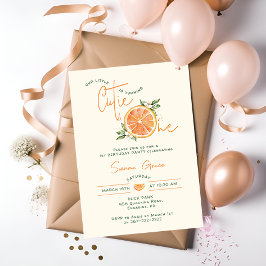 Invitación Orange Citrus Little Cutie Photo Birthday Party