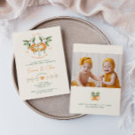 Invitación Orange Citrus Little Cuties Twin Photo Birthday<br><div class="desc">Celebrate your little one's special day with our orange citrus little cuties twin birthday party invitation, designed for kids of all ages. This zesty design features a delightful citrus orange clementine fruit theme, brought to life with a simple boho-inspired watercolor style. It is ideal for celebrating a little boy or...</div>