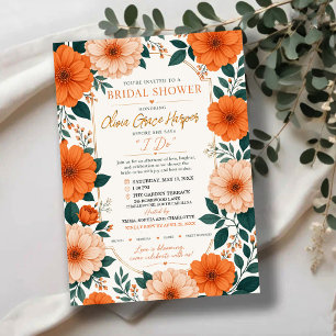 Invitación Orange Floral Bride To Be Party Invite