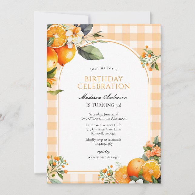 Invitación Orange Fruits Birthday Invitation (Anverso)