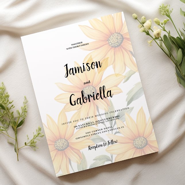 Invitación Orange green sunflower summer floral Wedding  (Orange green sunflower summer floral Wedding )