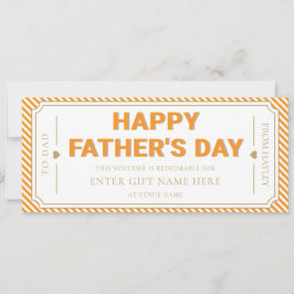 Invitación Orange Happy Father's Day Gift Voucher Card