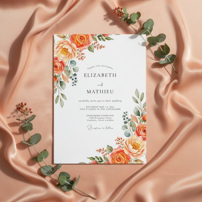 Invitación Orange Lush Bloom Wedding (Subido por el creador)