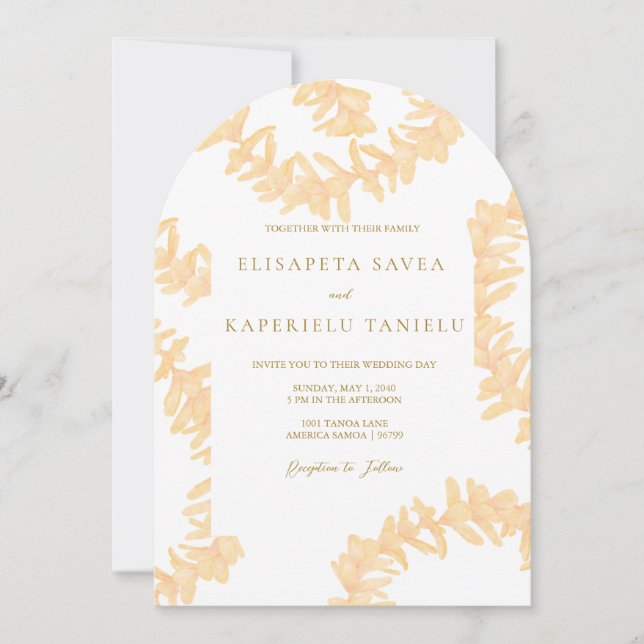 Invitación Orange Plumeria Wedding (Anverso)