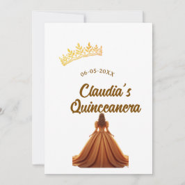 Invitación Orange quinceanera princess crown birthday name da