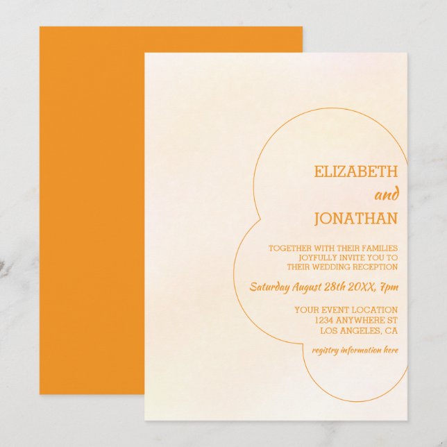 Invitación Orange Sunset Wedding Reception (Anverso / Reverso)