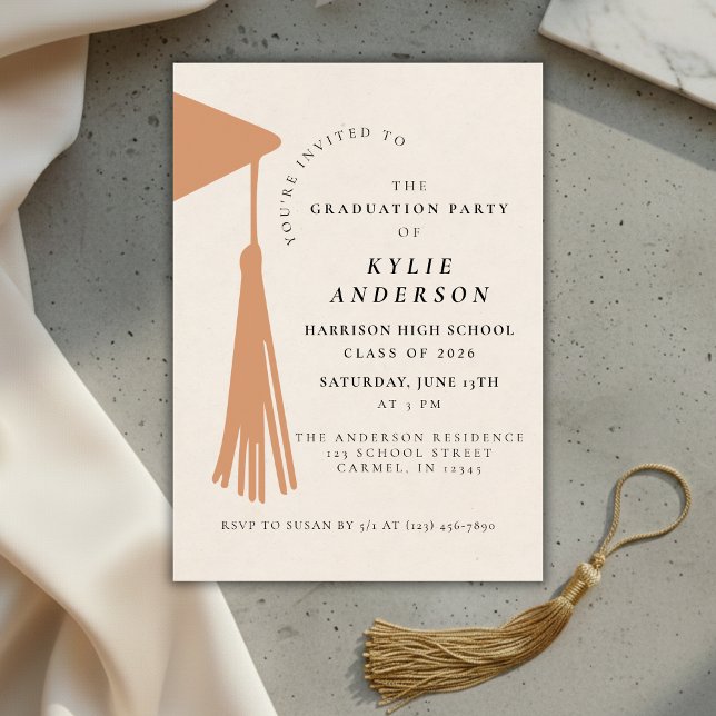 Invitación Orange Tassel High School Graduation Party (Orange Tassel High School Graduation Party Invitation)