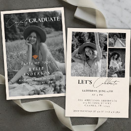 Invitación Orange Tassel Senior Photo Graduation Announcement