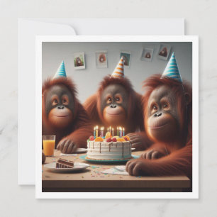 Invitación Orangutangs celebrando, cumpleaños de la foto del 