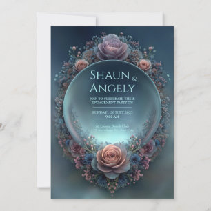 Invitación Orbe Etéreo Celestial Rosa de Medianoche Boda
