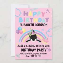 Invitación Orca Birthday Party Invitation in Pink