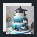 INVITACIÓN ORCA WHALE CAKE CUTE KIDS CUMPLEAÑOS<br><div class="desc">LA TARTA TEMÁTICA ADORABLE ORCA WHALE EN EL FRENTE ES FELIZ PARA EL CUMPLEAÑOS INVITATON DE SU HIJO. EDITAR COPIA EN LA ESPALDA</div>