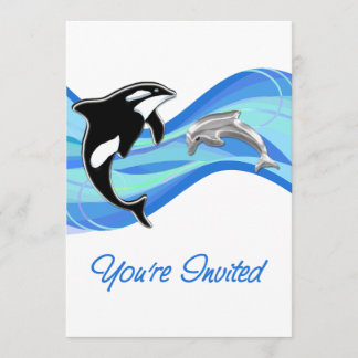 Invitación Orca y delfín en las ondas le invitan